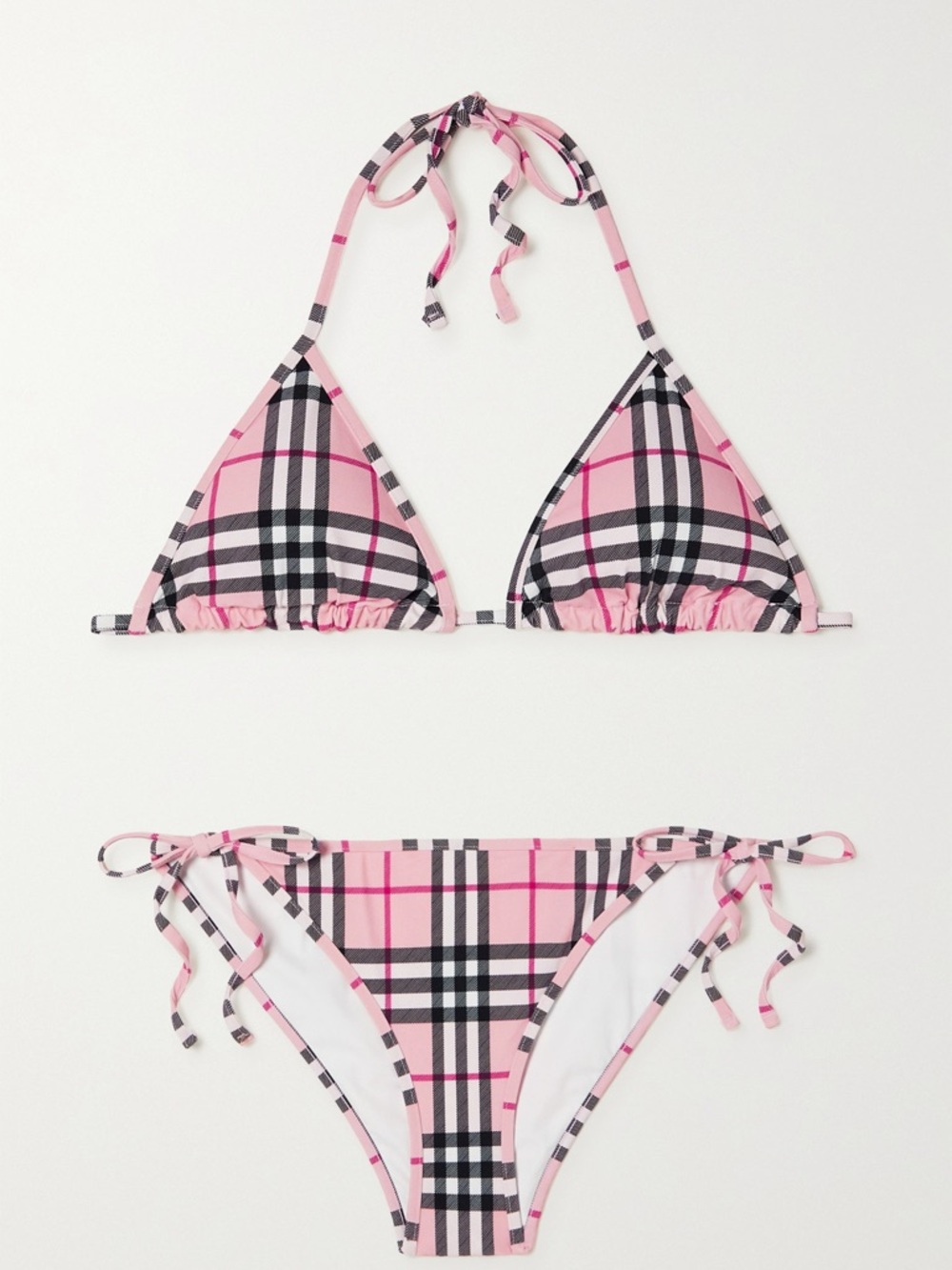 Burberry Triangle Check Plaid Bikini in Pink | Size XS